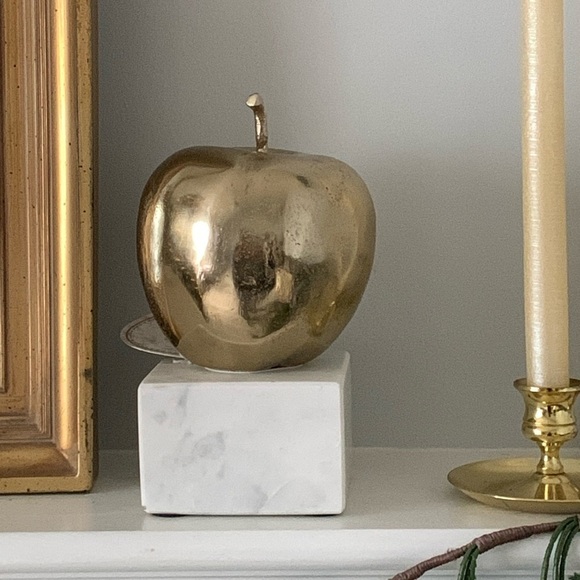 Dec kitchen brass apple gold marb base home decor booked mcm new shelf unique